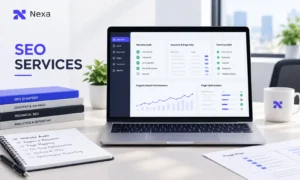 What do SEO services include, including audits, keyword research, technical SEO, content optimization, and reporting.